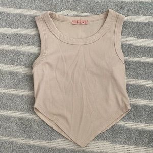 Amable Tan Ribbed Cropped Tank Top